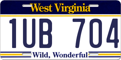 WV license plate 1UB704