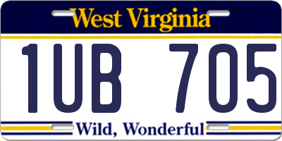WV license plate 1UB705