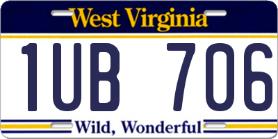 WV license plate 1UB706