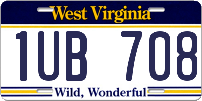 WV license plate 1UB708