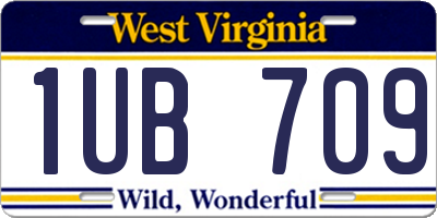 WV license plate 1UB709