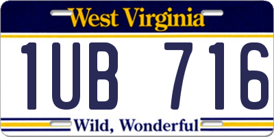 WV license plate 1UB716
