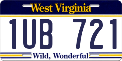 WV license plate 1UB721