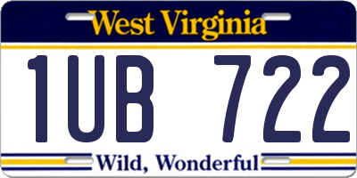 WV license plate 1UB722