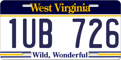 WV license plate 1UB726