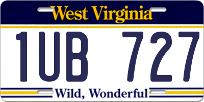 WV license plate 1UB727