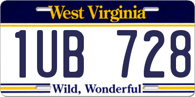 WV license plate 1UB728