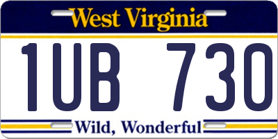 WV license plate 1UB730