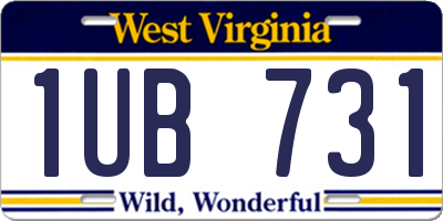 WV license plate 1UB731