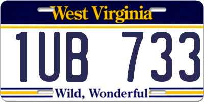 WV license plate 1UB733