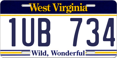 WV license plate 1UB734