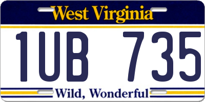 WV license plate 1UB735