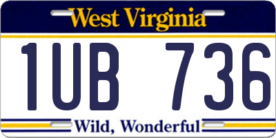 WV license plate 1UB736