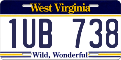 WV license plate 1UB738