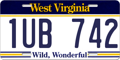 WV license plate 1UB742