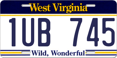 WV license plate 1UB745