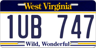 WV license plate 1UB747