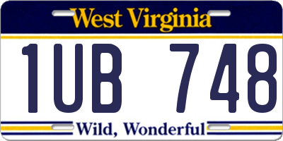 WV license plate 1UB748