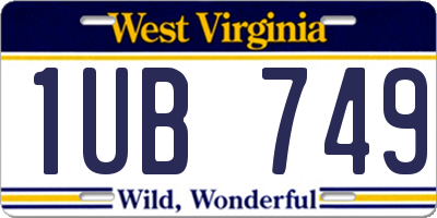 WV license plate 1UB749