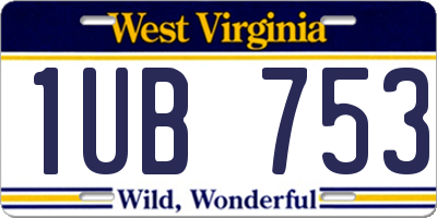 WV license plate 1UB753