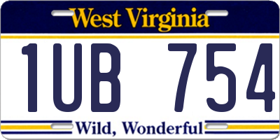 WV license plate 1UB754