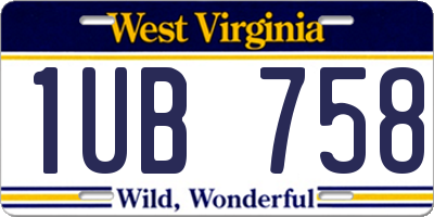 WV license plate 1UB758