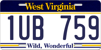 WV license plate 1UB759
