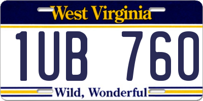 WV license plate 1UB760