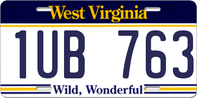 WV license plate 1UB763