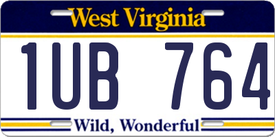 WV license plate 1UB764