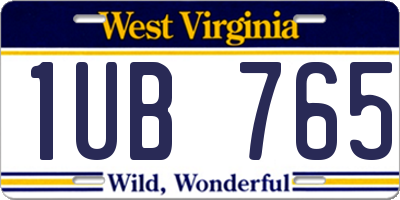 WV license plate 1UB765