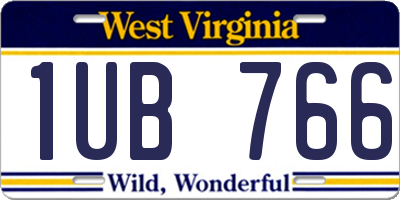 WV license plate 1UB766