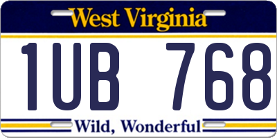 WV license plate 1UB768