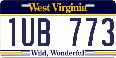 WV license plate 1UB773