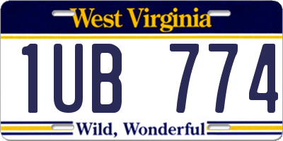 WV license plate 1UB774