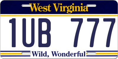 WV license plate 1UB777