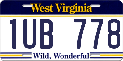 WV license plate 1UB778