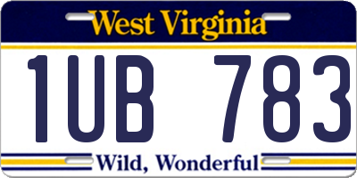 WV license plate 1UB783