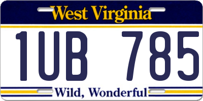 WV license plate 1UB785