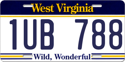WV license plate 1UB788
