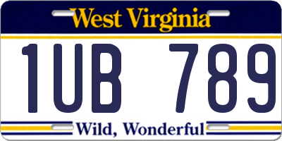 WV license plate 1UB789