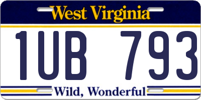 WV license plate 1UB793