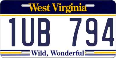 WV license plate 1UB794