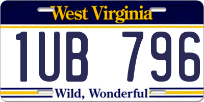 WV license plate 1UB796