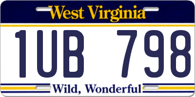 WV license plate 1UB798