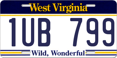 WV license plate 1UB799