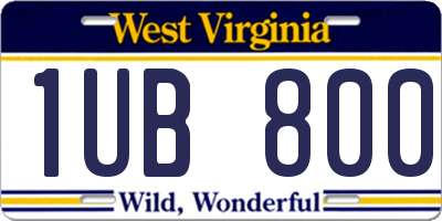 WV license plate 1UB800