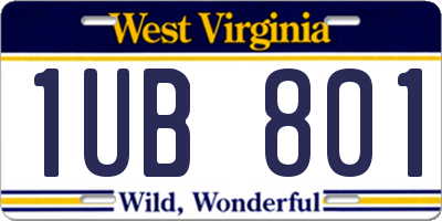 WV license plate 1UB801