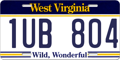 WV license plate 1UB804