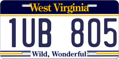 WV license plate 1UB805